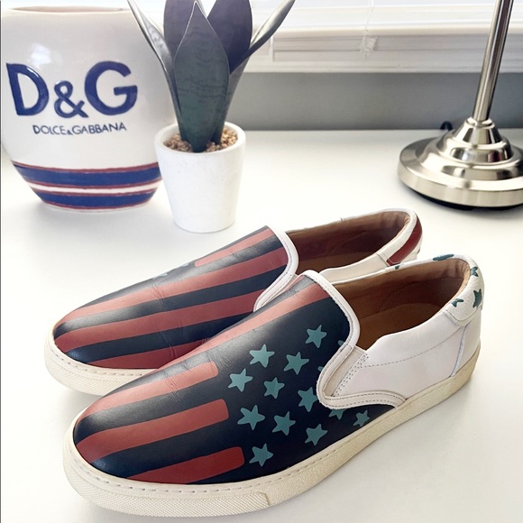Mens Coach Rockaway Flag Men’s skate Slip-ons size 12. Leather, Rubber Sole